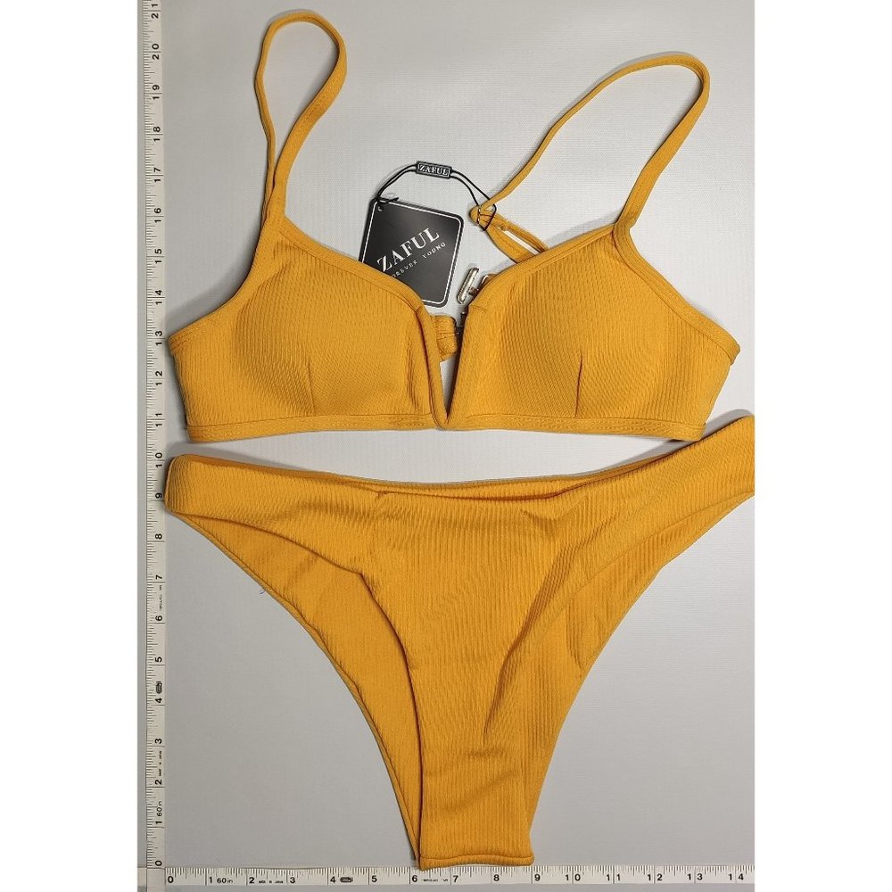 NWT ZAFUL Medium V-wire Tankini Yellow bikini set